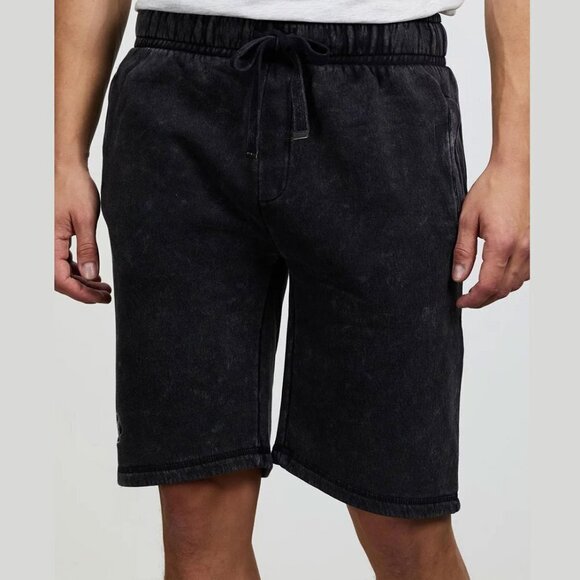 Kangol Men's Black Acid Wash Emblem Drawstring Shorts - Size XL - NWT - Picture 1 of 6
